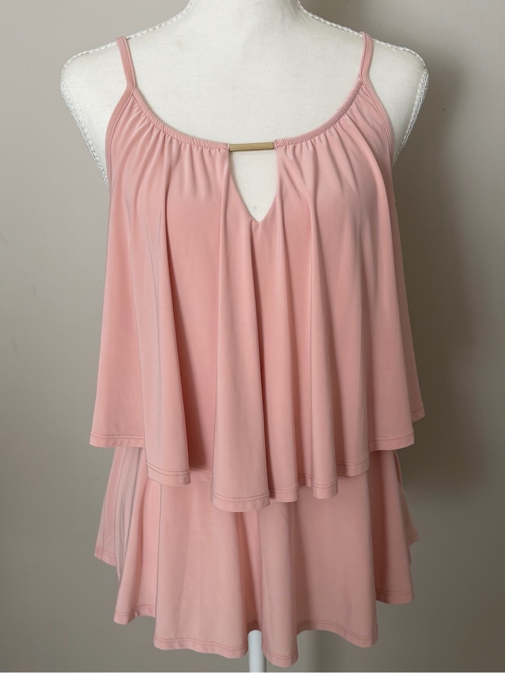 Thalia Sodi Blush Pink Layered Spaghetti Strap Camisole